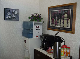 Complimentary coffee, water and tea