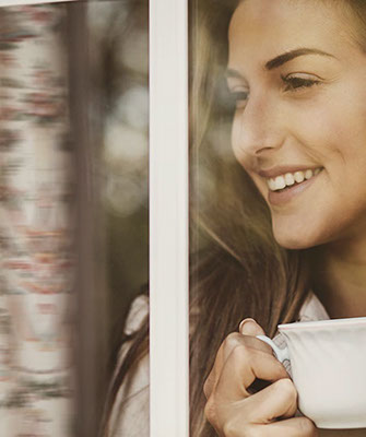 Gillett Dental Care patient drinking coffee